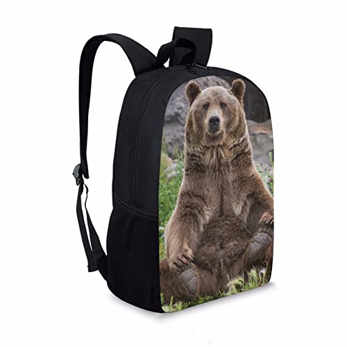 Lightweight Backpack for School, Bear Print Casual Daypack for Travel with Bottle Side Pockets2