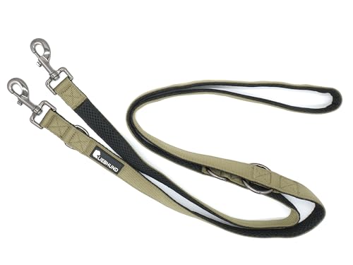 LIEBHUND ComfortLine mit Mesh Gewebe 2m, 2,5cm Hundeleine verstellbar in olivgrün für mittelgroße bis große Hunde - Premium Leine Führleine