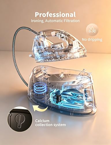 Image of Sundu Steam Iron for Clothes with Rapid Heating Ceramic Coated Soleplate, 1500W, Auto-Off Safety, Burst of Steam, Self-Clean, Anti-Calc, Anti-Drip 300ml Water Tank for Clothes Ironing Dark Black