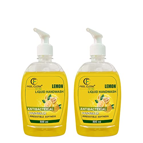 Image of FEEL ON 500 ml (Pack of 2) Liquid Handwash Refill - Original Germ Protection Paraben Free | Aqua Handwash Moisturizer and Soft on Hands (Lemon)