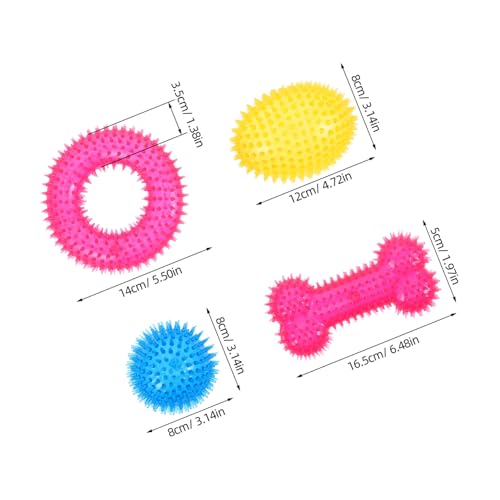 TOBBOMEY 4stücke Kauball Für Hunde Zum Kauen Und Zahnwechsel Geeignet Für Welpen Und Große Rassen Mit Einzigartiger Textur Und Form Für Lebhafte Beschäftigung Leicht Zu Reinigen Und