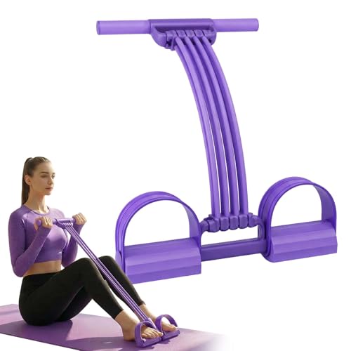 Pedal Resistance Band with Handle, Adjustable 8-Tube Elastic Pull Rope,