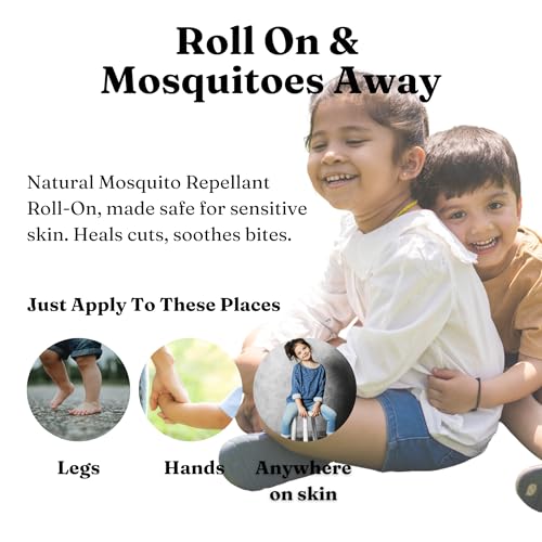 Image of Kavach by Greenatva - Mosquito Repellent Roll On, Keeps Mosquitoes Away, Heals Cuts & Soothes Bites, Skin Safe for Kids 2+ years, Adults, DEET Free, Lemongrass, Eucalyptus, Citronella Essential Oil Blend, 10ml per bottle, Lasts more than 60 applications, Plant Based, Organic, Vegan