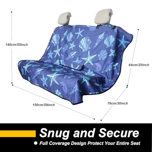Image of Back Seat Cover for Car Trucks Van SUV Jeep,Waterproof Rear Bench Towel Seat Covers for Dogs and Kids,Automotive Backseat Protector (Conch Shells Starfish)