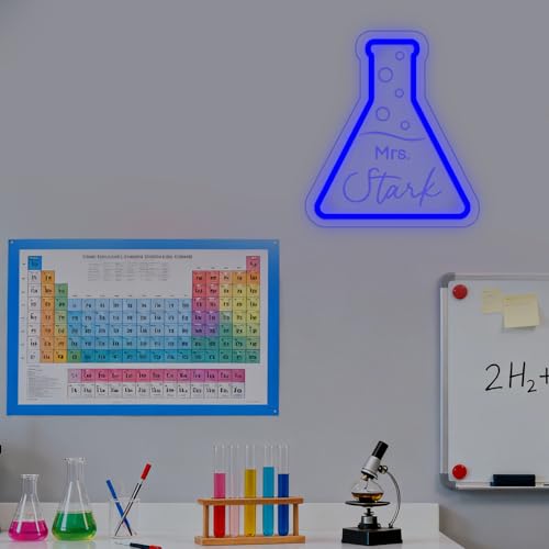 Image of Custom Neon Signs Personalized Name Science Teacher Chemistry Beaker LED Neon Light Science Classroom Wall Decor Professor Gift Teacher Back to School Sign