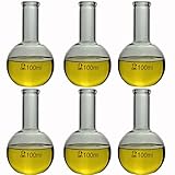 TN LAB 100ml Flat Bottom Boiling Flask, Heavy-Wall Borosilicate 3.3 Glass, 6-Pack