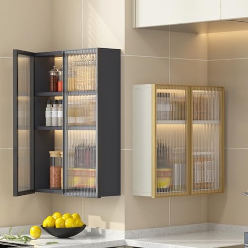 Almacenamiento con puerta de cristal y diseño compacto gris 3