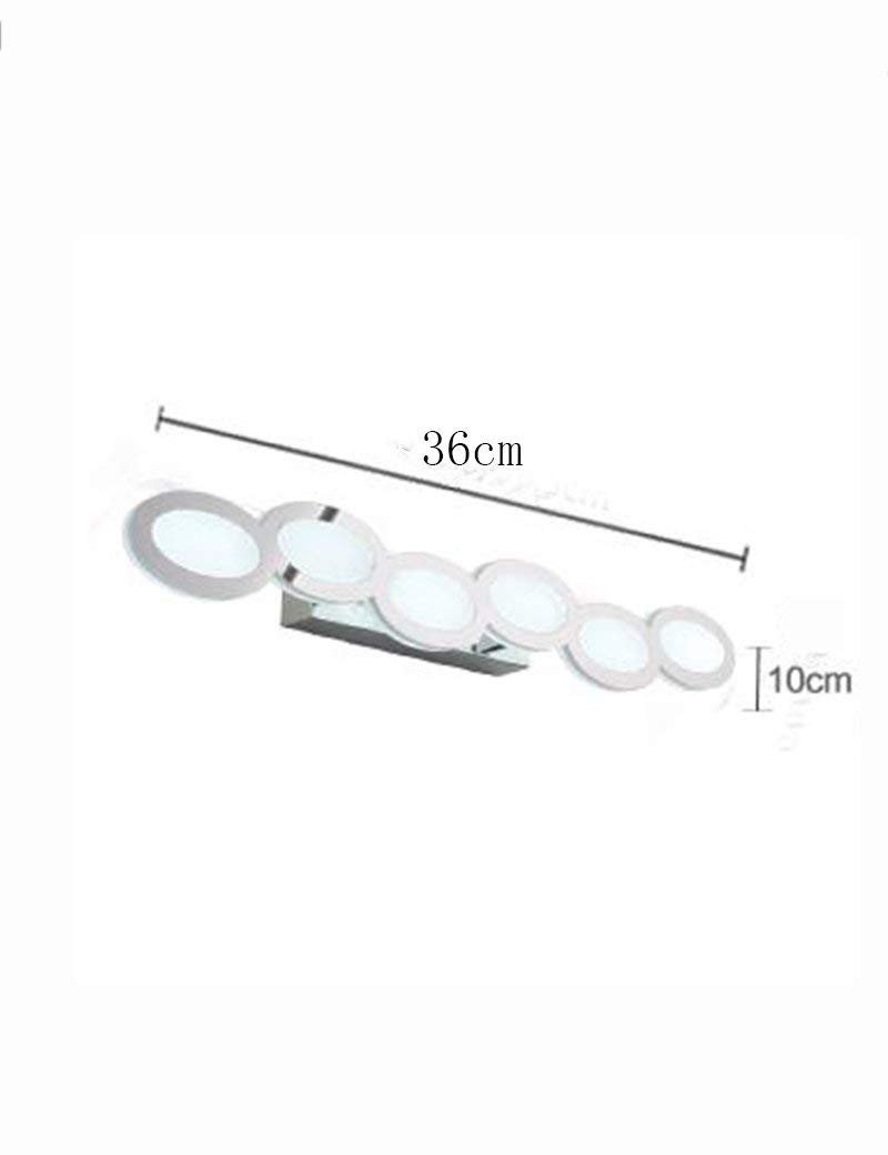 MU Inicio Baño Espejo Faros Led Acero Inoxidable Impermeable Antivaho Espejo Luz Delantera Cuarto de baño Espejo Moderno Bombilla Delantera incluida, Espejo Faro