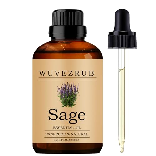 Wuvezrub Sage Essential Oils 120ML Pure Sage Essential Oil for Aromatherapy Diffuser - 4 Fl Oz