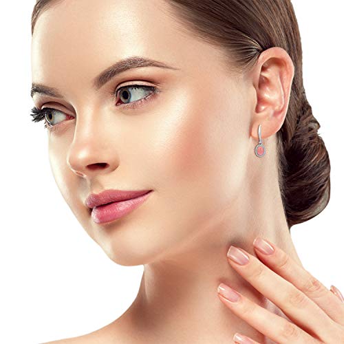 925 Sterling Silver 8x6mm Oval Shape Genuine or Simulated Gemstone Leverback Drop Dangle Earrings (Bezel Setting)4