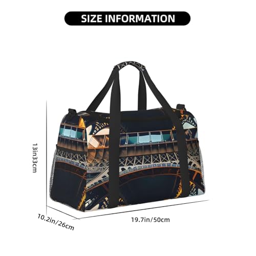 Paris Eiffel Tower Picture Print Travel Duffle Bag For Men Women Sport Gym Handbag With Shoulder Strap For Travel4
