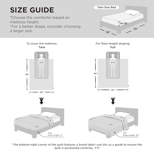 Image of Bedsure Comforter Duvet Insert - Quilted Comforters Twin Size, All Season Duvet, GentleSoft Down Alternative Bedding, with 8 Tabs, Gifts for Women /Men, Brown, Twin 88 x 68 Inches