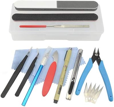 BXQINLENX Professional 17 PCS Gundam Model Tools Kit Modeler Basic Tools Craft Set Hobby Building Tools Kit for Gundam Car Model Building Repairing and Fixing