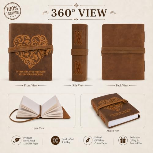 Image of CAVALO - Be Unique Leather Diary, Brown Colour Antique Handmade Leather Bound Notepad for Men and Women 5x7 Inches, Gift for any one