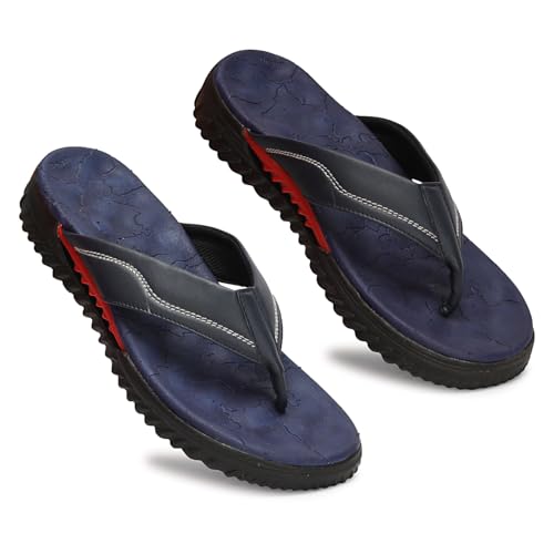 Image of Kraasa Men's EVA Flip Flops with Wide Cushioned Straps | Lightweight Thick Sole Anti-Slip Slippers Casual Summer Sandals & Chappal