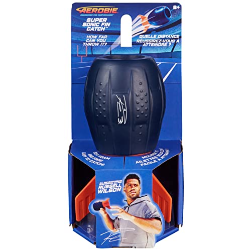 Aerobie Super Sonic Fin Catch Football, Outdoor-Spielzeug aus weichem Material, für Kinder und Erwachsene ab 8 Jahren, Blau/Orange