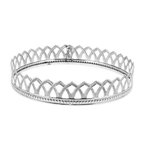 IWOWHERO Corona de Rey Vintage para Disfraz Accesorio de Príncipe Retro Plata Antigua Diadema Ligera y Cómoda para Cumpleaños Bodas Halloween y Teatro Diseño Delicado y Detallado
