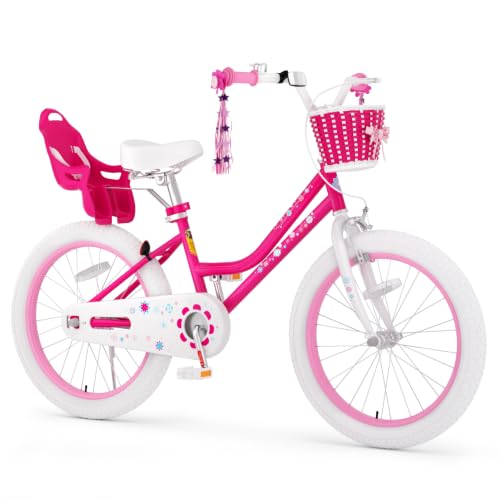 Image of Glaf Toddler Girls Bike for Age 2-12 Years Old | 12 14 16 20 Inch Kids Bike Girls Bicycle with Training Wheels,Basket,Doll Seat,Princess Style Kids Bicycle Gift