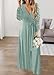 Kranda Women's Lace Long Sleeve Sage Green Dress Fall Spring Winter Party Evening Long Dress Faux Wrap V Neck Wedding Guest Maxi Dress Medium