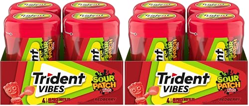 Image of Trident Vibes SOUR PATCH KIDS Redberry Sugar-Free Chewing Gum, (320 Total Pieces),40 Piece Bottles(Pack of 8)