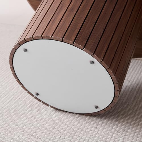 Table ronde bois foncé 120cm base cylindrique cuisine fermière - 7