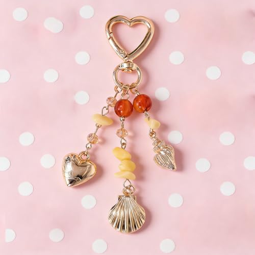 Image of Gold Keychain Sun Starfish Bag Charms for Purse Handbag Backpack Tote Bags Decor Accessories