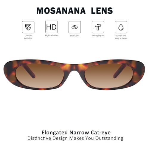 Image of mosanana Small Cat Eye Sunglasses for Women Y2k Retro Oval Narrow Cool Sun Glasses Shades MS52357
