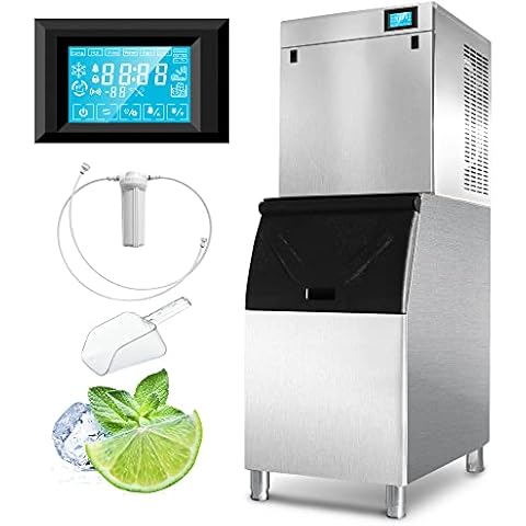 22" Commercial Ice Maker Machine 600LBS/24H with 350LBS Storage Bin, 990W SECOP Compressor, 220 Half Cube Ice Ready in 8-15 min, Air Cooled, Industrial Ice Machine for Business Cover