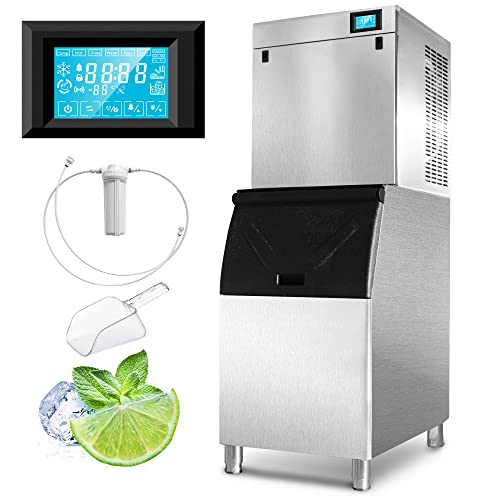 Pro 22' Commercial Ice Maker Machine 450LBS/24H with 250LBS Storage Bin, Powerfull Compressor, 182 Full Cube Ice Ready in 8-15 min, Air Cooled, Industrial Ice Machine for Business