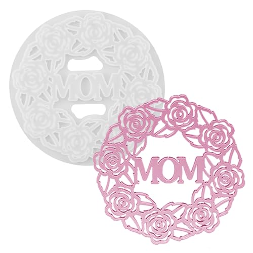 WANDIC Resin Coaster Mold, MOM Silicone Coaster Mold Epoxy Resin Mold for Casting MOM Coaster Mold for Mother’s Day Gift Home Decoration DIY Craft