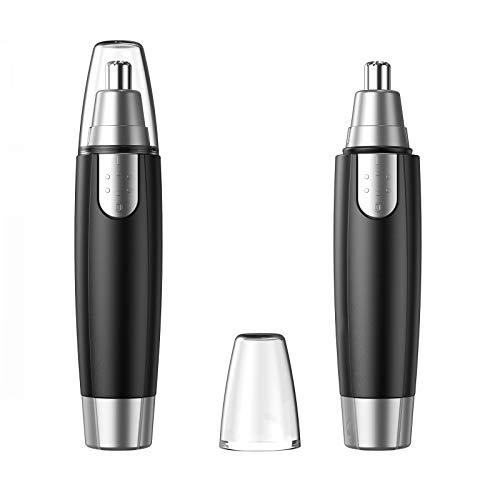 Ear And Nose Hair Trimmer ONGAHON Men and Women Easy Cleansing Dual Edge Blades Battery Operated Eyebrow Clipper Painless Facial Trimmer-Black