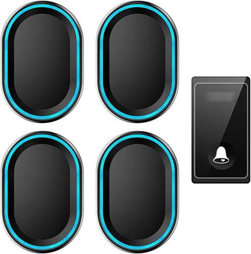 ワイヤレスチャイム、玄関チャイム、 650フィートの長距離、4つの音量レベル、58個のチャイムインジケータライトドアベル、家庭用に簡単に取り付け可能 - 4つの受信機