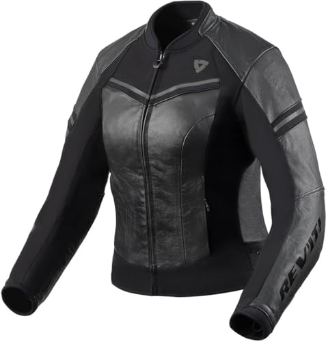 Veste en cuir de moto pour dames blouson REV'IT! Median noir anthracite taille 42 femme
