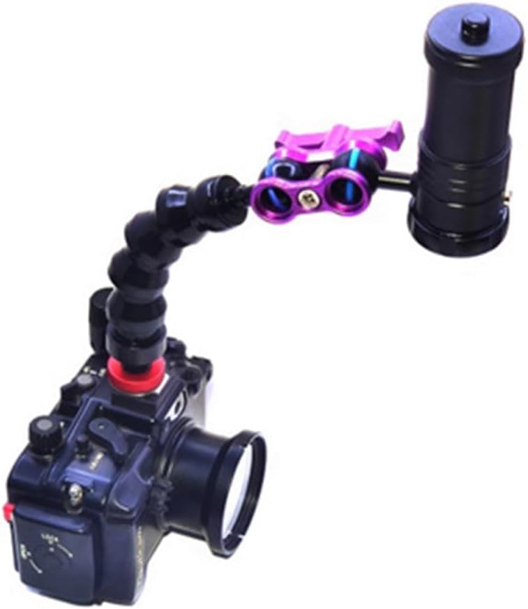 Flexible Underwater Camera Light Arm SS316 PP Silica Gel with Ball Head and Hot Shoe Connector for Diving Photography, 4 Joints