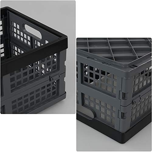 Bringer Set of 3 Folding Storage Crates, 15 L Stackable Collapsible Storage Baskets