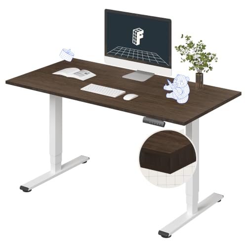Image of FLEXISPOT E6 Bamboo 3-Stage Dual Motor Electric Standing Desk 55 x 28 Sit Stand Up Desk, Holds 220 lbs, Adjustable Height w /Memory Presets, Solid Walnut Bamboo Desktop & White Frame, Ships in 2 Boxes