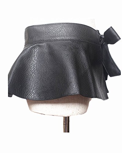Womens Peplum Cummerbunds Bow Belts Faux Leather Wide Waist Belts For Women Black Waistbands2