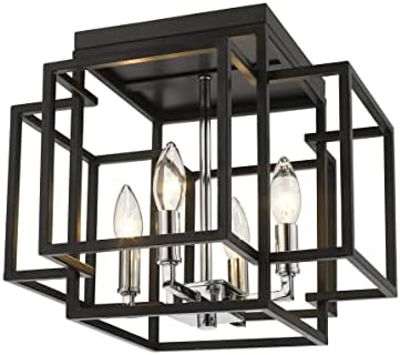 Z-Lite 454F-BK-CH 4 Light Flush Mount, Black + Chrome