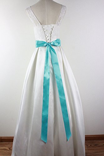 2" Wide Simple Classic Colorful Ribbon Sash For Dress Formal Wedding Dress (Tiffany) #TOP5