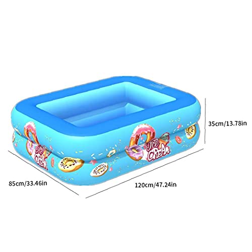 Opblaasbaar zwembad, 2-laags vierkante kinderen zomer blow-up peddelen zwembad, blauw 120cm, baby badpool, - Image 7