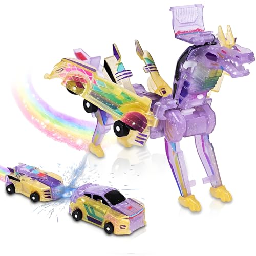 2-in-1 collision transformation dinosaur car toy magnetic cars convertible robot toysdinosaurtoys for kids 3-12 ideal christmas birthday gift for boys and girls yellow