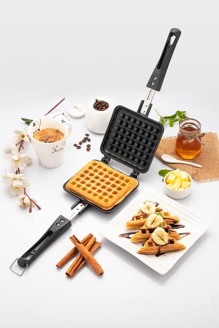 Non-Stick Waffle Maker Pan, Aluminium, for Belgian Waffles and Breakfast, with Heat-Resistant Handle-image-0