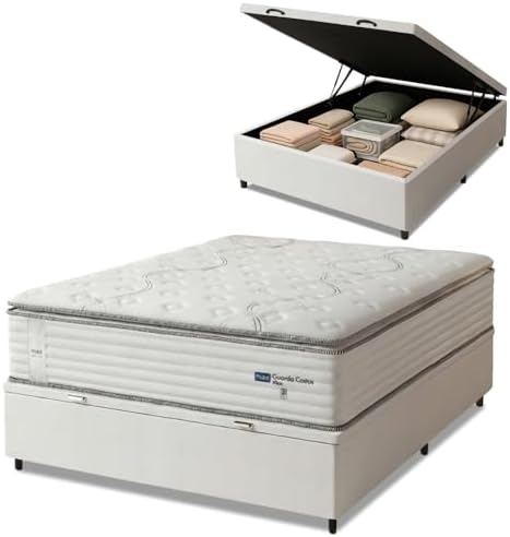 Cama Box Baú Casal Colchão Molas Guarda Costas Max Com Pillow Pro...