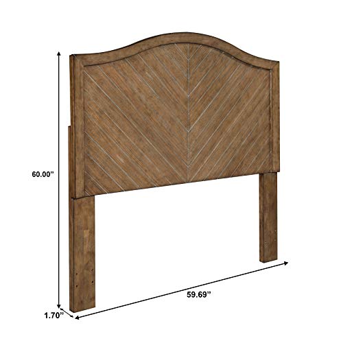 Pulaski Camel Back Chevron Patterned Wood Headboard, Queen, Brown - Image 5