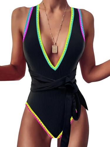 Image of Lilosy Sexy One Piece Swimsuit Women Plunge Bathing Suits Color Black M