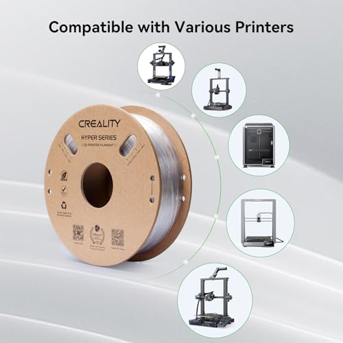 Image of Creality Hyper PETG Filament 1.75mm, High-Speed PETG for 30-600mm /s Printing, Low Stringing, Strong Layer Adhesion, + /- 0.03mm Accuracy,Fits for Most FDM 3D Printers(Transparent)