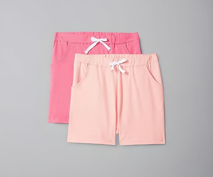 Image of Cloth Theory Premium Cotton Shorts for Girls - Regular Fit Pocket Shorts for Girls Pack of 2