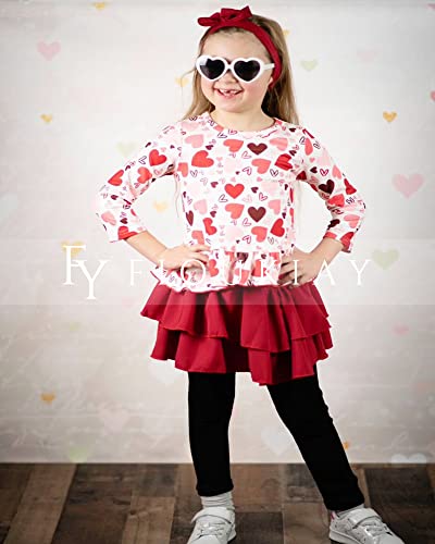 Image of Toddler Baby Girls-Fall-Clothes-Set Little Girls Floral Plaid Highlow Tunic Tops+Leggings Outfits Boutique Clothing