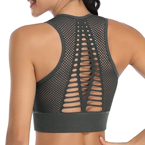 Bhriwrpy Soft Padded Sport Bras For Women - Everyday Cute Supportive For Yoga Running Workout Exercise Pack Of 3 Black/Grey/White #TOP2