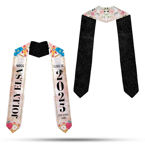 MonkeyVan Custom Class Of 2025 Teacher Graduation Stole, Teacher Graduation Sash, Teacher Pencil Grade Honor Stole Grad 2025 Tc 2